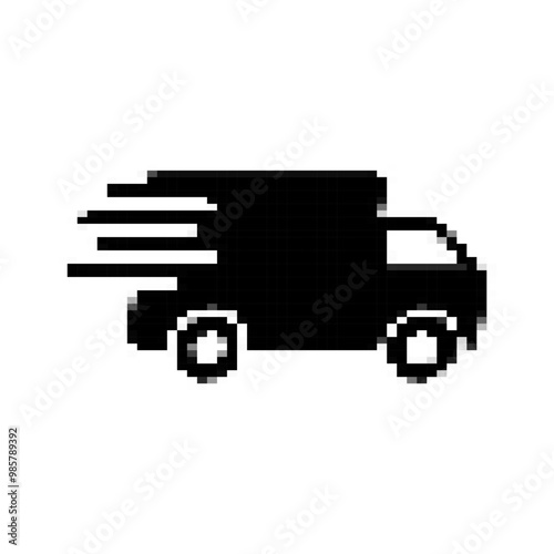 pixel art fast moving delivery truck icon flat vector