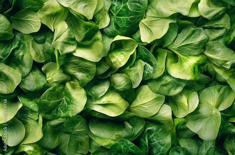 Fototapeta premium A vibrant green salad leaf texture showcasing the intricate details of ripples and petals