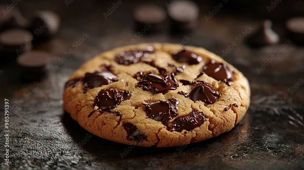 Tasty chocolate chip cookie with a perfect texture and golden brown surface, isolated on background new beautiful stock image illustration AI Tasty chocolate chip cookie with a perfect texture and golden brown surface, isolated on background new beautiful stock image illustration AI