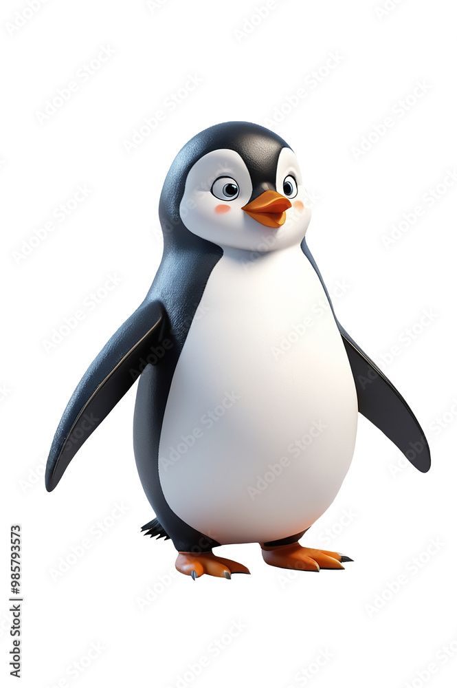 Obraz premium 3d rendering a standing penguin cut out