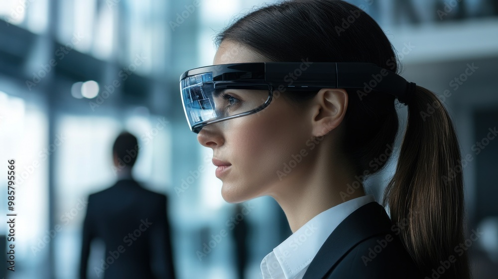 Businesswoman Wearing Futuristic Glasses Businesswoman Wearing Futuristic Glasses