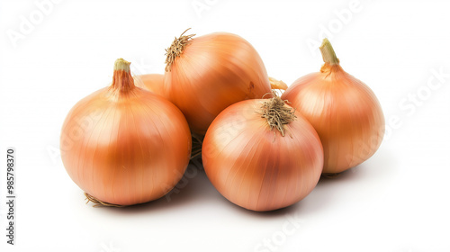 Fresh, shiny onions in a neat cluster, ready for cooking.