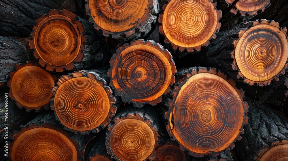 Close-Up View of Freshly Cut Tree Rings Close-Up View of Freshly Cut Tree Rings