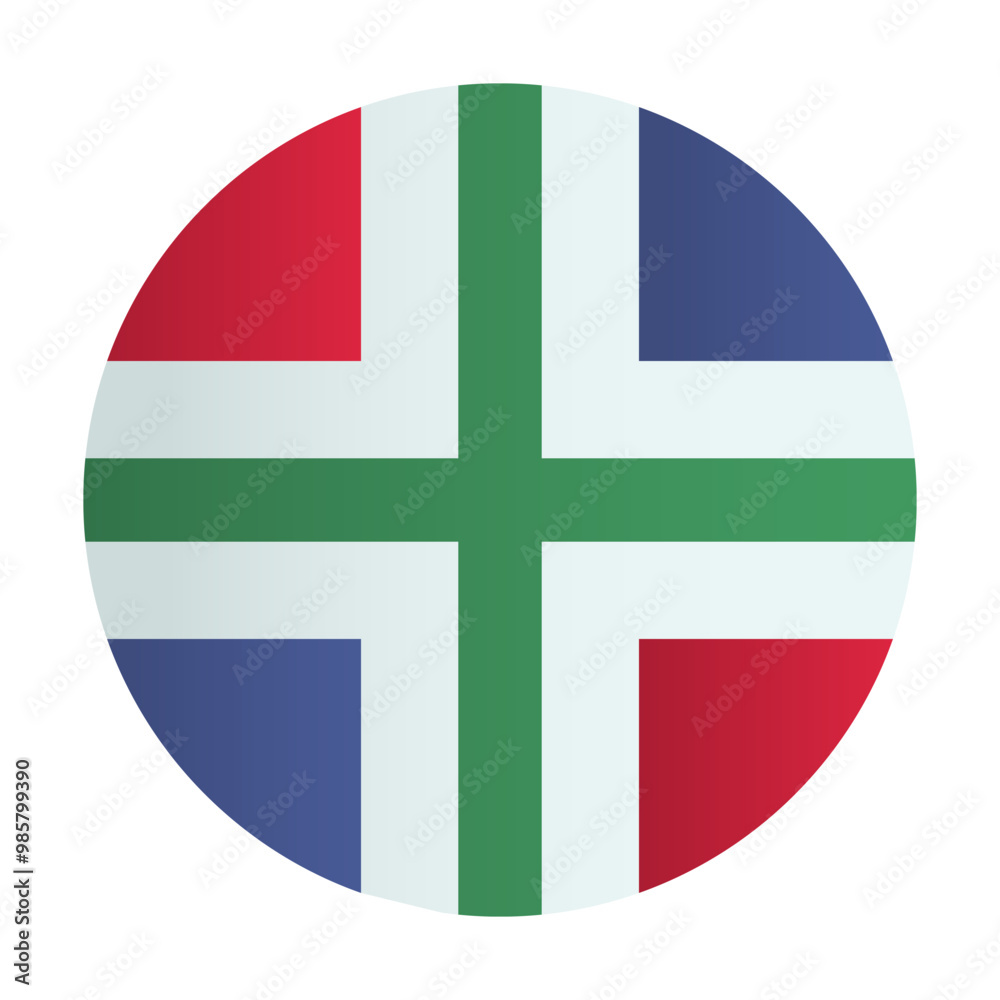 Fototapeta premium Circle Flag of Groningen, Netherlands. District of Holland badge