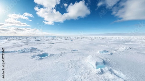 Antarctic frozen plains, extreme cold, vast ice.