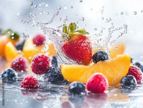 fresh fruit in water splash