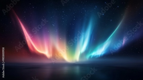 Antarctic night sky  polar aurora Australis  natural colors.
