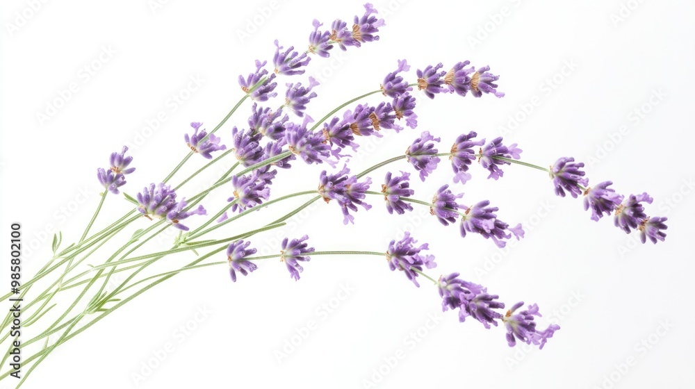 Fototapeta premium Lavender Flowers in Bloom with White Background