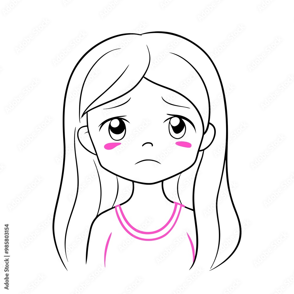 Dejected cartoon girl with tears and sad expression on her face Dejected cartoon girl with tears and sad expression on her face