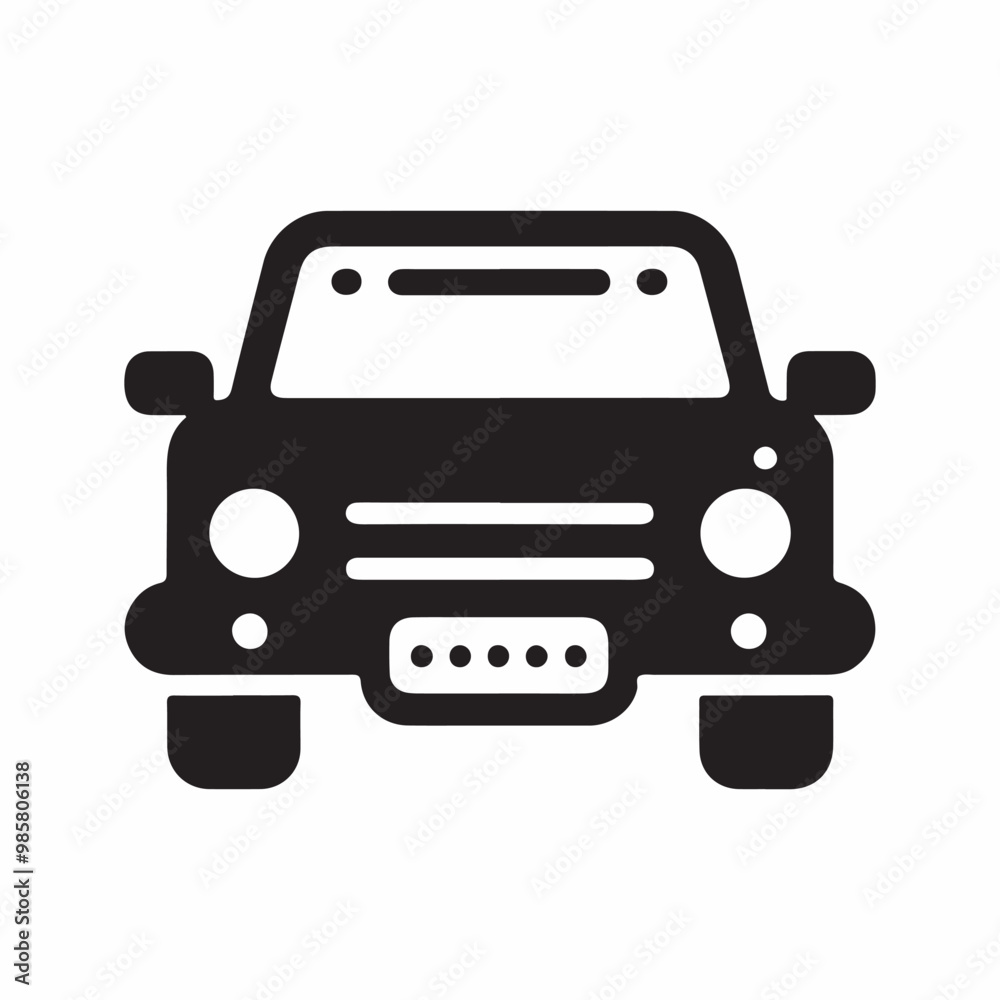 Minimalist Car Silhouette Vector Icon on White Background Minimalist Car Silhouette Vector Icon on White Background