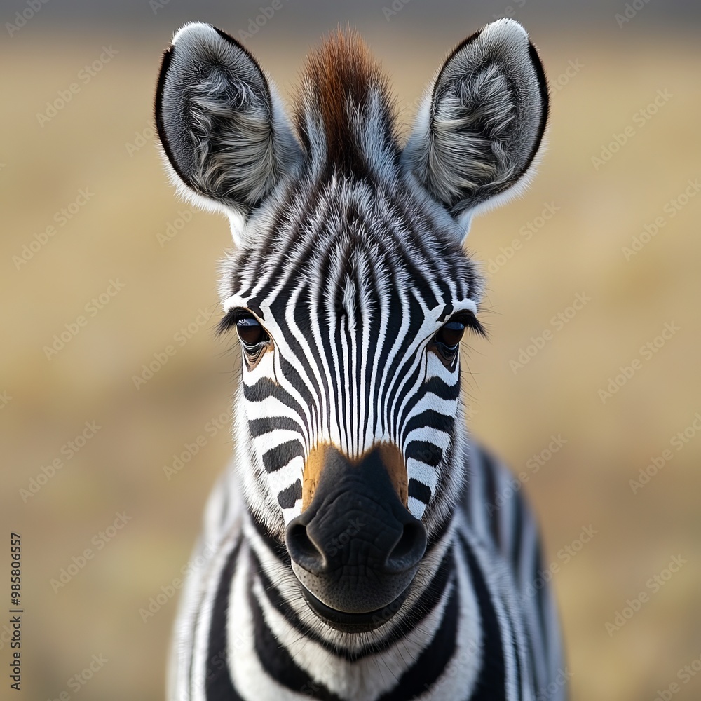 Naklejka premium A close up of a zebra looking at the camera