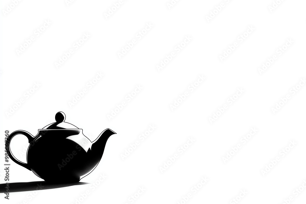 Teapot silhouette against a white background showcasing a clean, minimalist aesthetic. Teapot silhouette against a white background showcasing a clean, minimalist aesthetic.