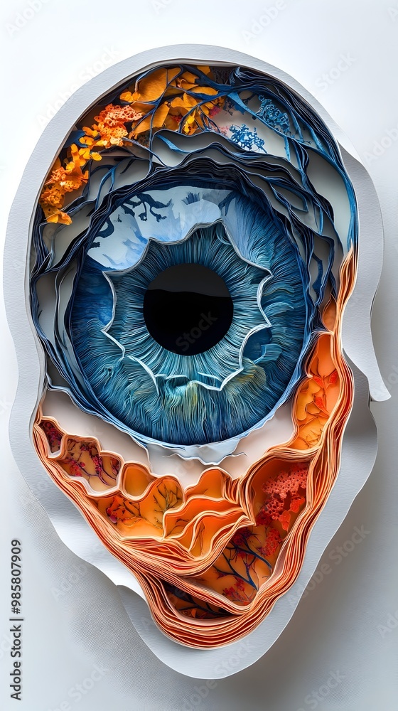 Detailed Paper Cut Cross Section of the Human Eye Anatomy Stock ...