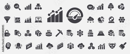 data analytics big data glyph icon set