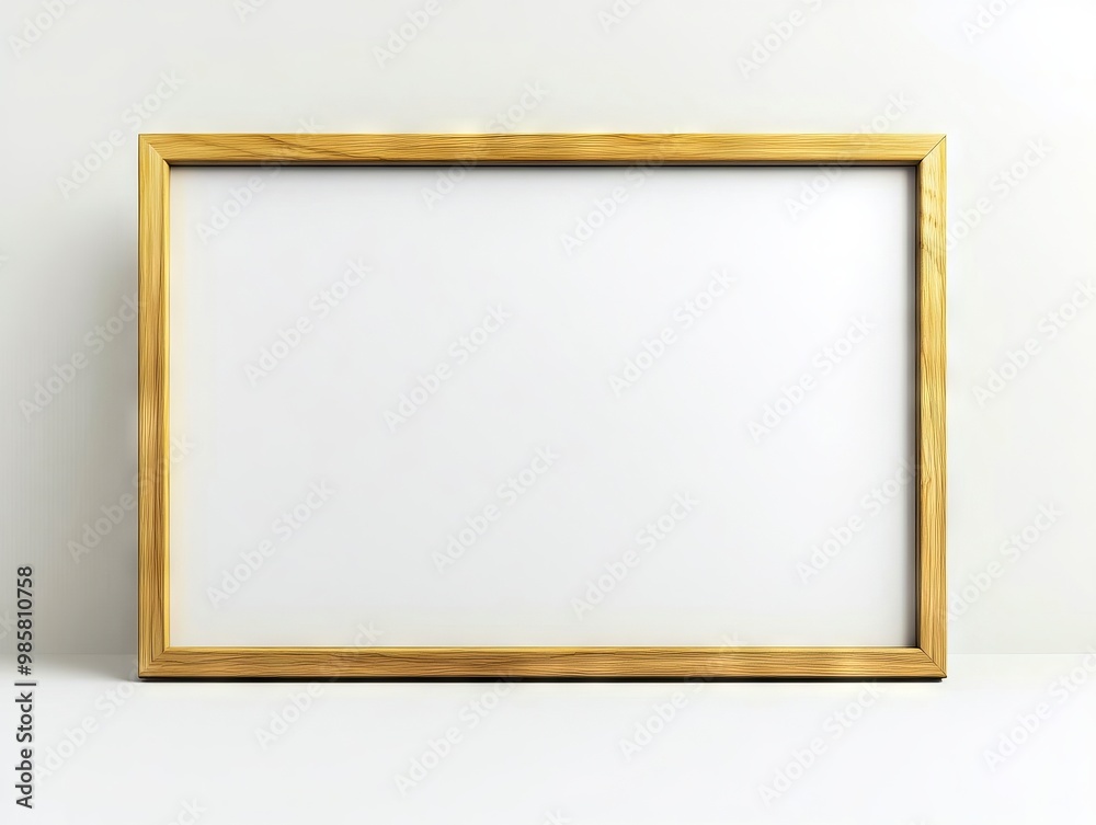 A wooden frame on a white surface with a white background A wooden frame on a white surface with a white background