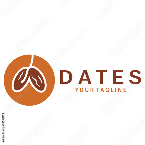 Date palm fruit plant logo design with leaves,seeds and date palm tree isolated background exotic organic plant.