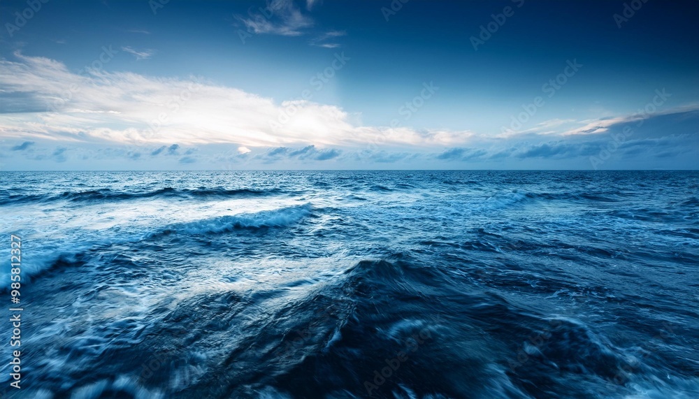 Fototapeta premium Calm ocean waves at twilight.