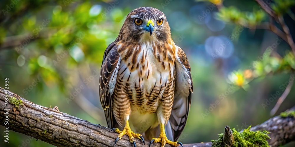 A majestic hawk surveils its surroundings from a tree branch, its piercing gaze and razor-sharp talons a testament to its dominance. A majestic hawk surveils its surroundings from a tree branch, its piercing gaze and razor-sharp talons a testament to its dominance.