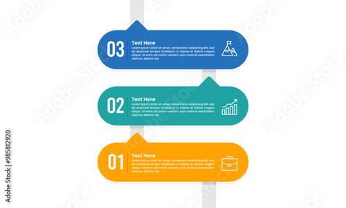 Vertical infographic 3 steps to success. Business presentation, Strategy, Roadmap and Marketing. Vector illustration.