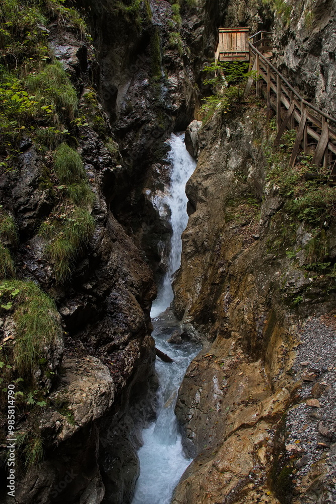 Hiking track in Wolfsklamm at Stans, Austria, Europe
Hiking track in Wolfsklamm at Stans, Austria, Europe