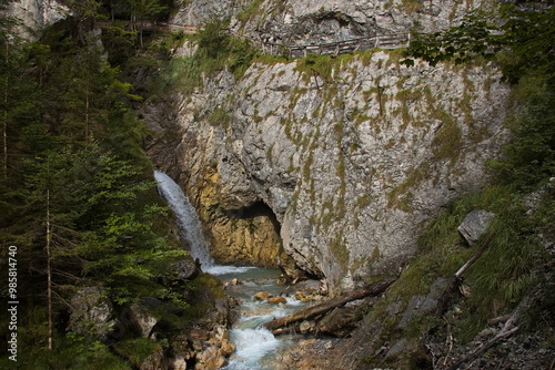 Canvas Print Hiking track in Wolfsklamm at Stans, Austria, Europe