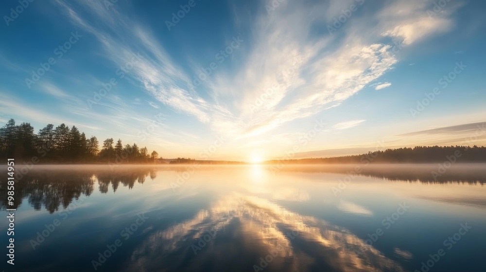 Celestial phenomenon, aurora reflections in lake, twilight sky. Celestial phenomenon, aurora reflections in lake, twilight sky.