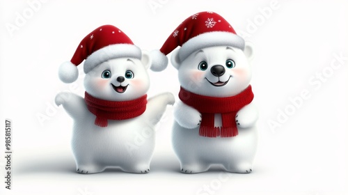 cute Christmas bear characters set