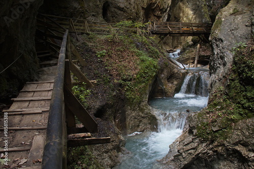 Canvas Print Hiking track in Wolfsklamm at Stans, Austria, Europe