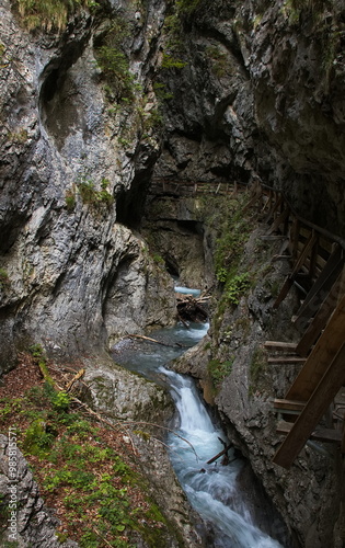 Canvas Print Hiking track in Wolfsklamm at Stans, Austria, Europe