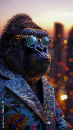 Wallpaper Mural Luxury city look of gorilla in sunglasses Torontodigital.ca