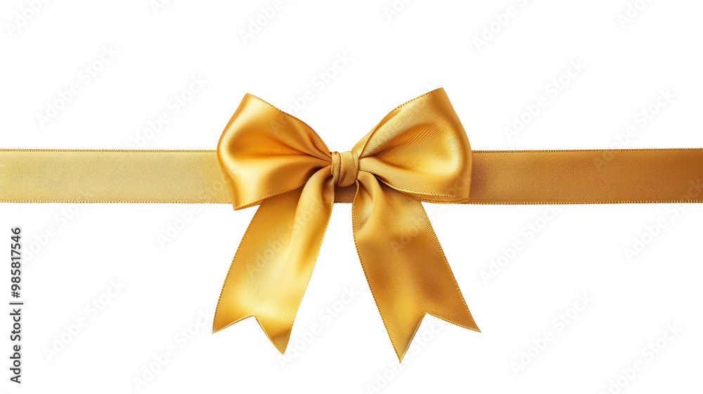 Elegant Golden Bow Ribbon Adorning Festive Celebration Elegant Golden Bow Ribbon Adorning Festive Celebration