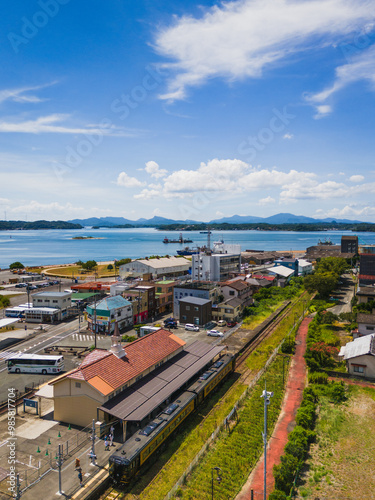 ドローンで撮影した駅(日本）