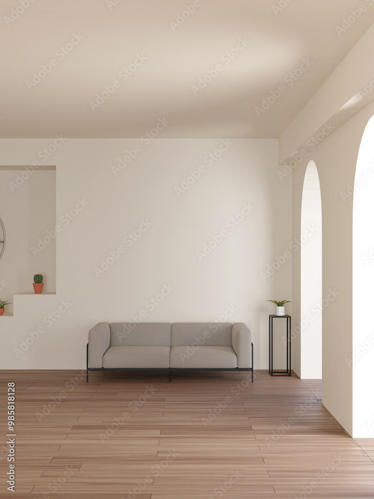 Fototapeta premium 3d render cozy minimalist interior lobby room 
