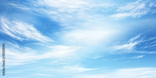 Blue Sky with Light White Clouds Background | Nature View, Abstract Sky Photography