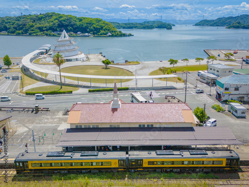 ドローンで撮影した駅(日本）