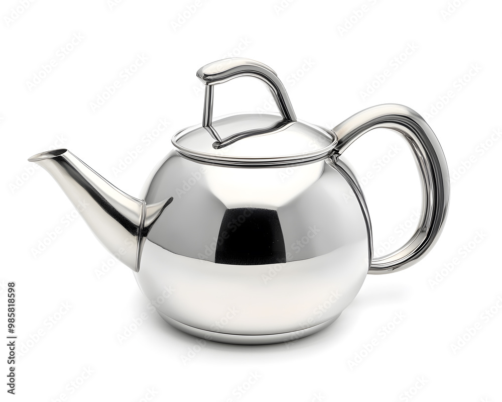 Obraz premium Traditional stainless steel stovetop kettle isolated on white