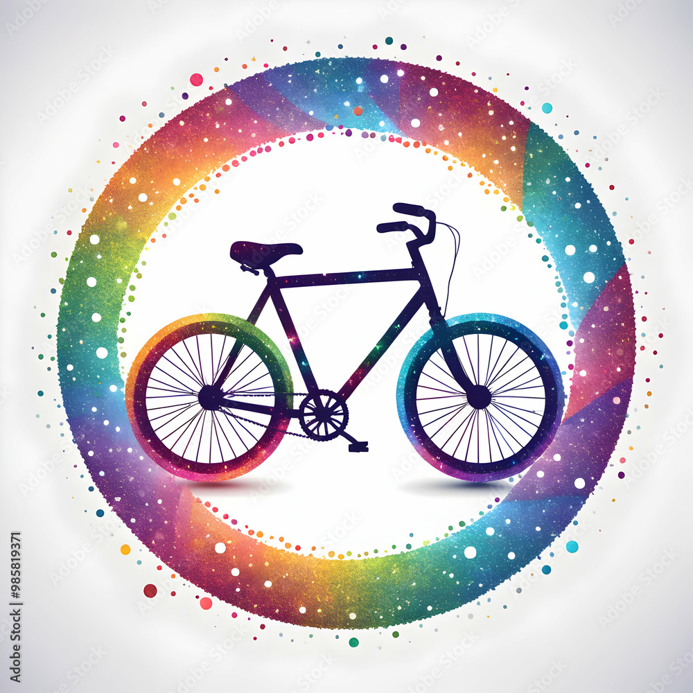 Fototapeta premium Bicycle Logo With Sparkling Ring