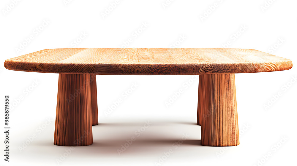 Modern wooden table design element isolate don white Modern wooden table design element isolate don white