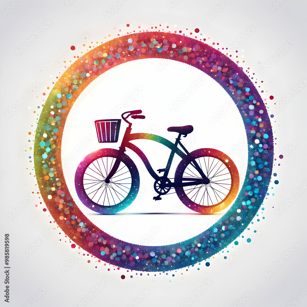 Fototapeta premium Bicycle Logo With Sparkling Ring 
