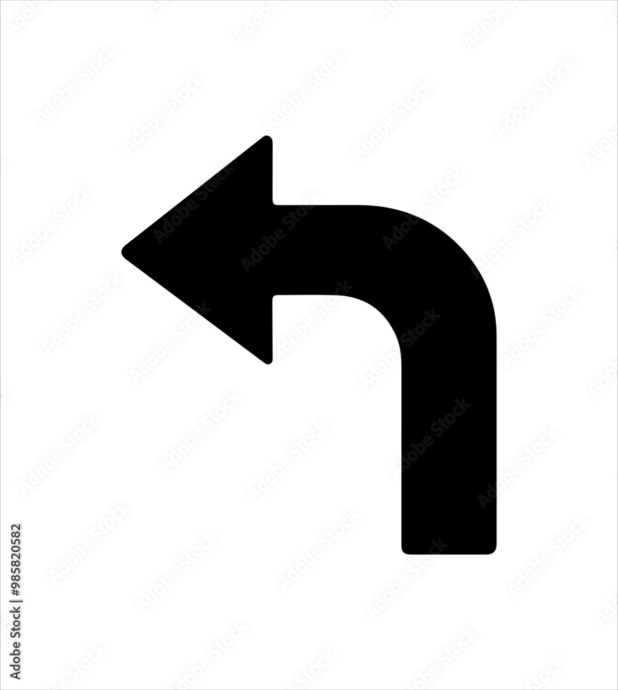 Black road signs turn left arrow icon silhouette vector illustration design on white background. Black road signs turn left arrow icon silhouette vector illustration design on white background.