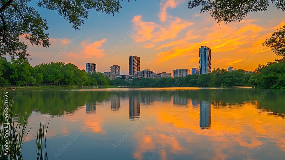 City Skyline Reflection: A Stunning Urban Landscape Mirrored in Water City Skyline Reflection: A Stunning Urban Landscape Mirrored in Water