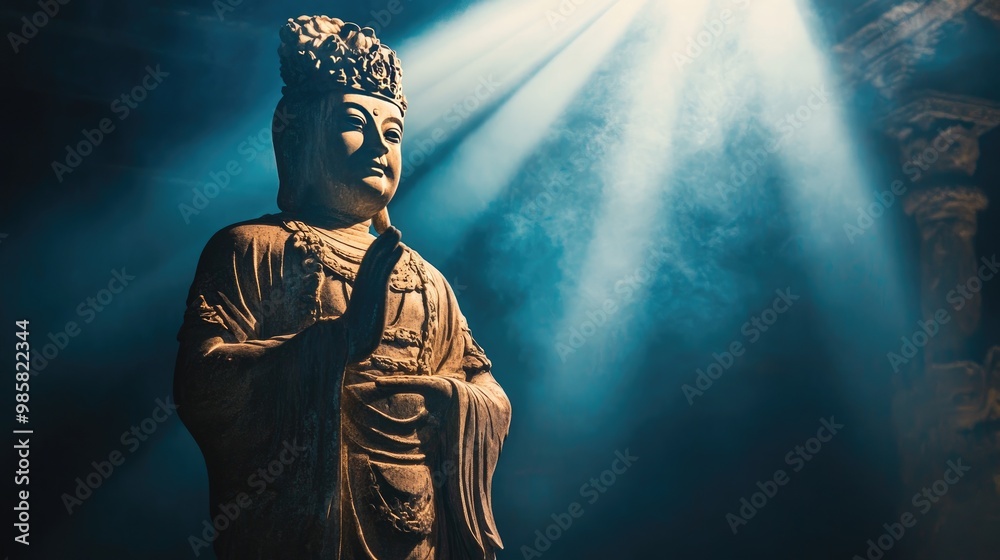 A statue under a bright spotlight, emphasizing its details and craftsmanship. A statue under a bright spotlight, emphasizing its details and craftsmanship.