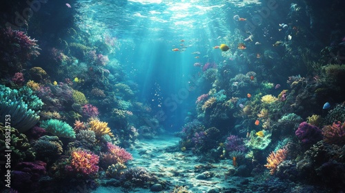 Wallpaper Mural Underwater Scene with Coral Reefs and Fish Torontodigital.ca