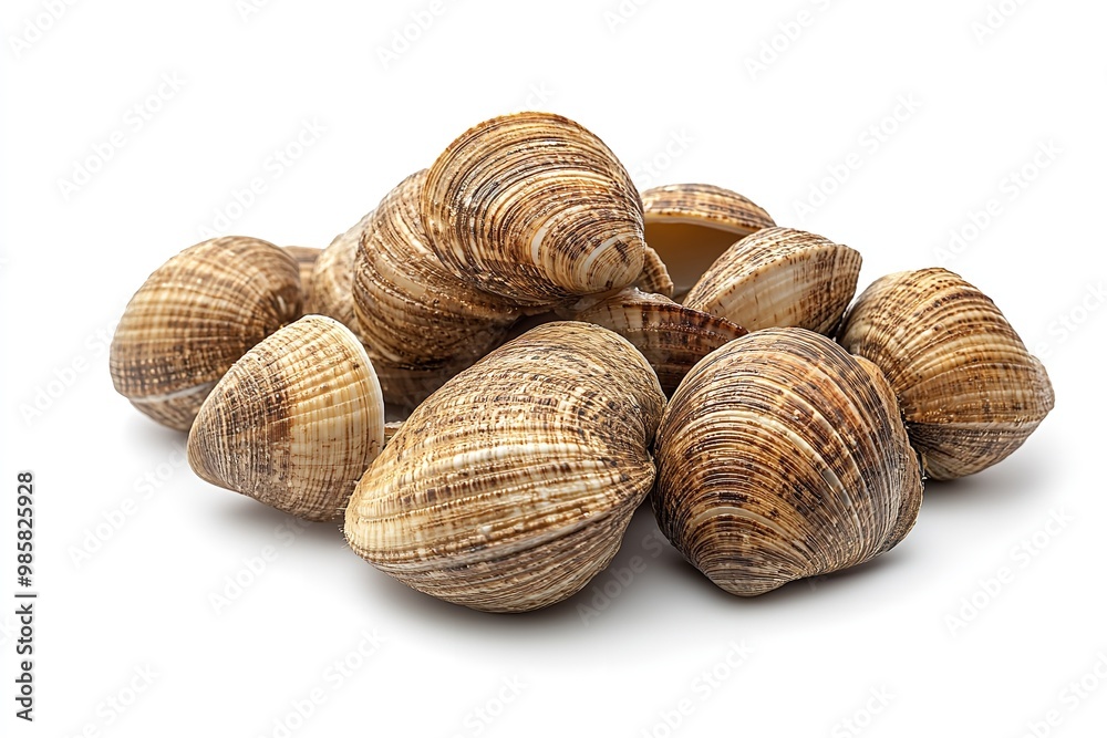 Isolated fresh clams on a white backdrop. Generative Ai Isolated fresh clams on a white backdrop. Generative Ai