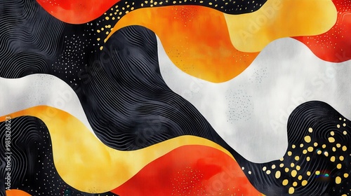 Wallpaper Mural Abstract Wavy Pattern with Orange, Yellow, White, and Black Colors Torontodigital.ca