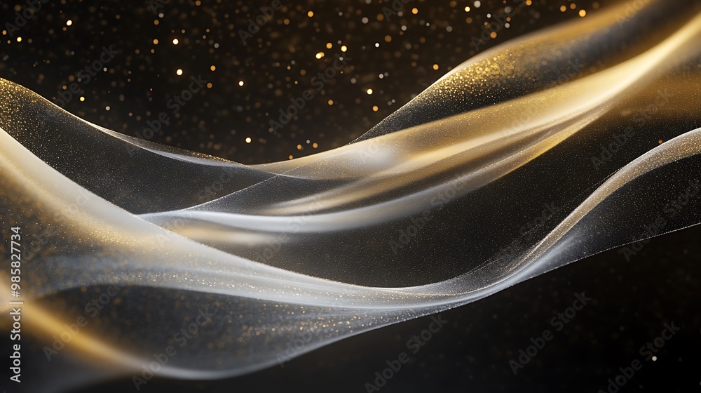 Ethereal Celestial Ribbon of Light - Gold to Silver Gradient Illuminating Dark Space Ethereal Celestial Ribbon of Light - Gold to Silver Gradient Illuminating Dark Space