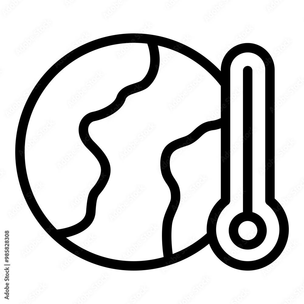 Global warming icon. Vector line icon Global warming icon. Vector line icon