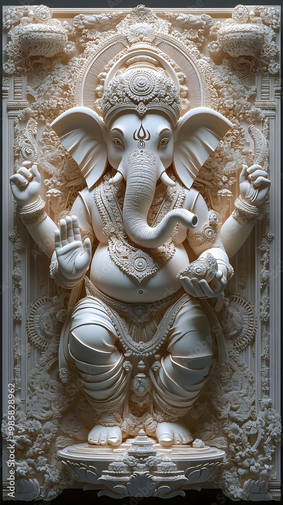 Fototapeta premium Intricately Layered 3D Digital Paper Sculpture of the Hindu God Ganesha
