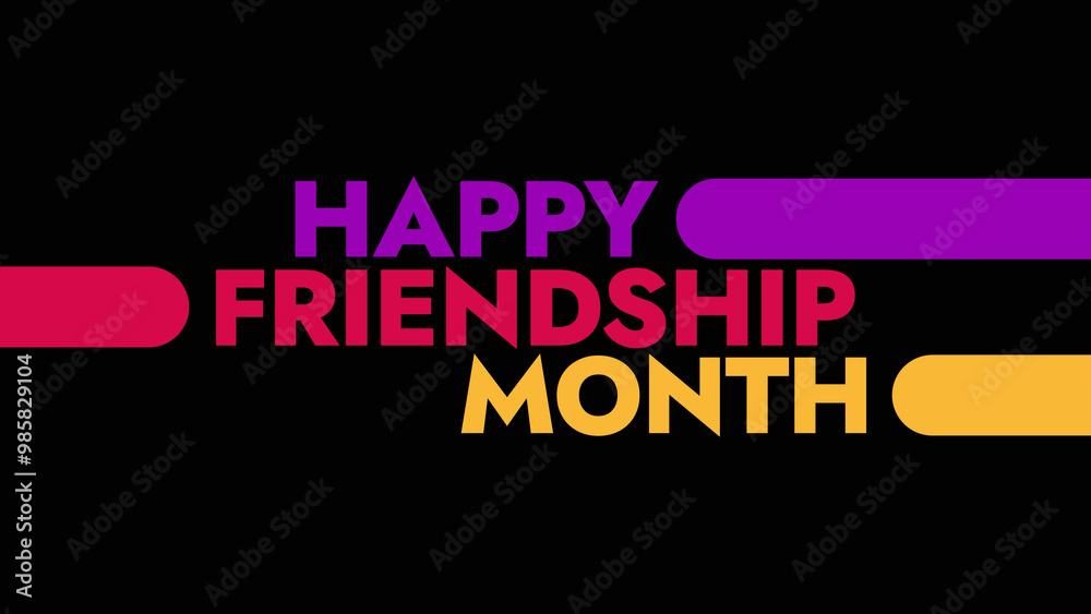 Obraz premium Happy Friendship Month colorful text typography on white or black background banner illustration great for wishing and celebrating Happy Friendship Month in september
