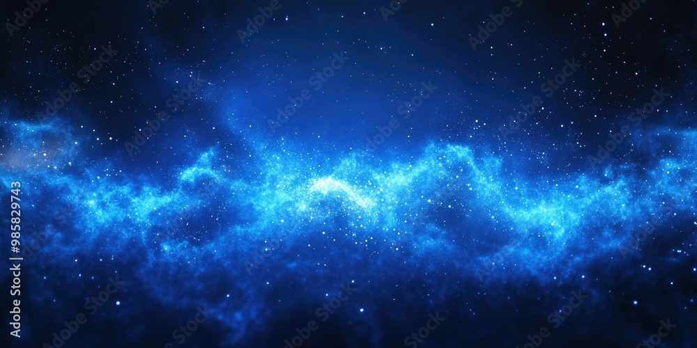 Fototapeta premium Stunning cosmic scene with vibrant blue nebula and stars.